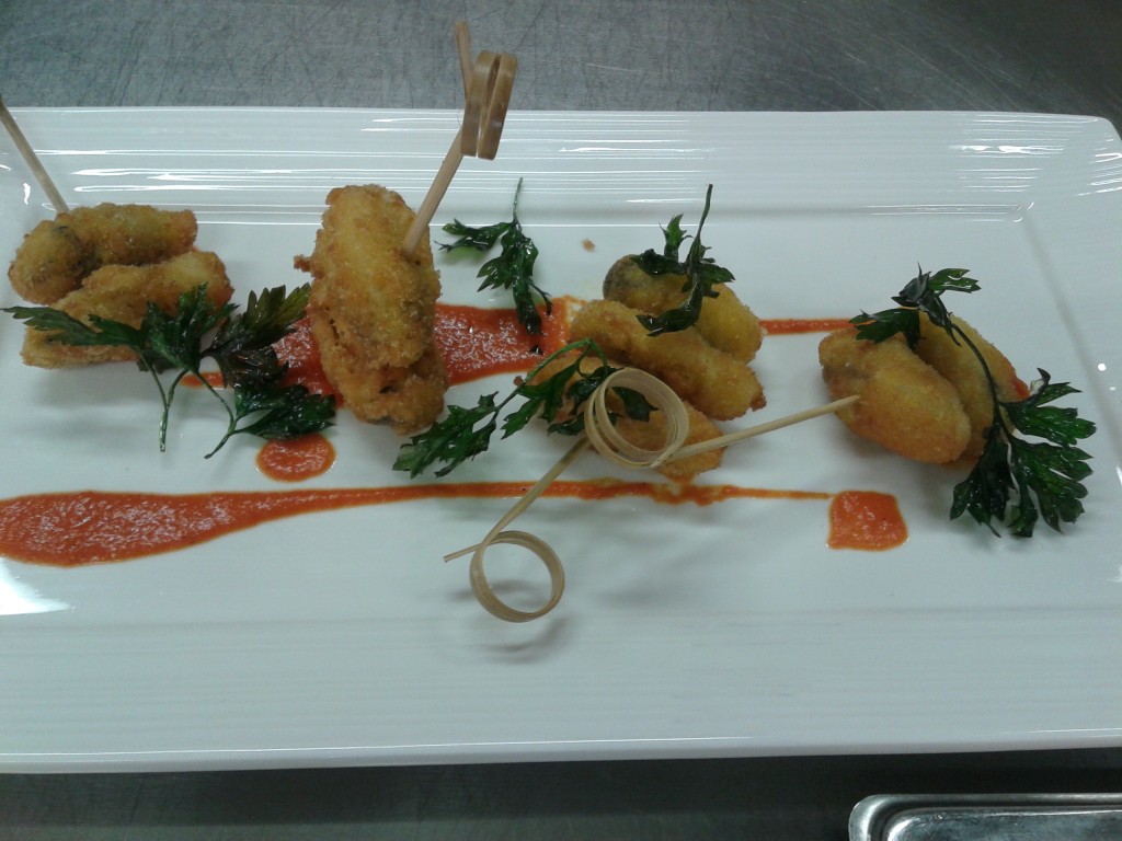 Cozze fritte e mayonese di pomodoro