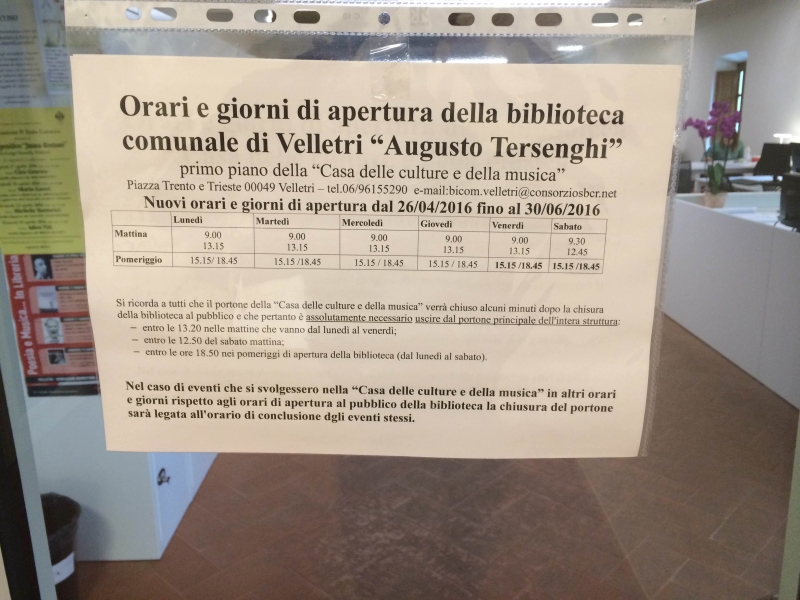 Ampliati gli orari della biblioteca comunale