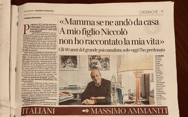 Di madre in figlio Il noto psicoanalista infantile Massimo Ammaniti rilascia un'intervista per i suoi 80 anni, rivelando il rapporto con la madre.