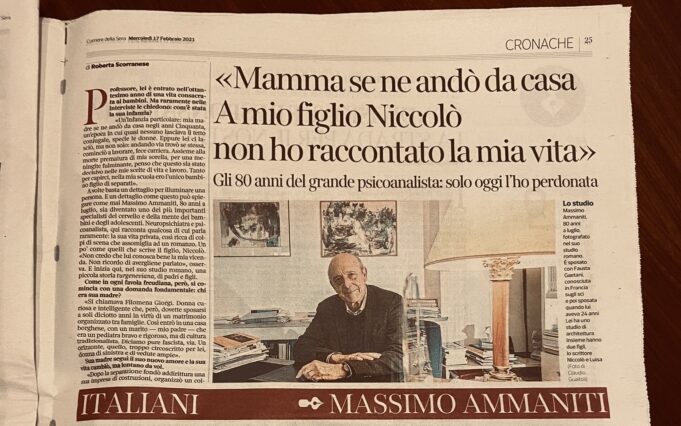 Di madre in figlio Il noto psicoanalista infantile Massimo Ammaniti rilascia un'intervista per i suoi 80 anni, rivelando il rapporto con la madre.